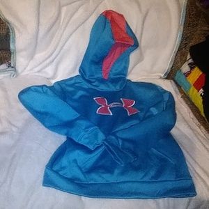Girls Under Armour Pink & Blue Jacket Size XL In Youth With hoodie